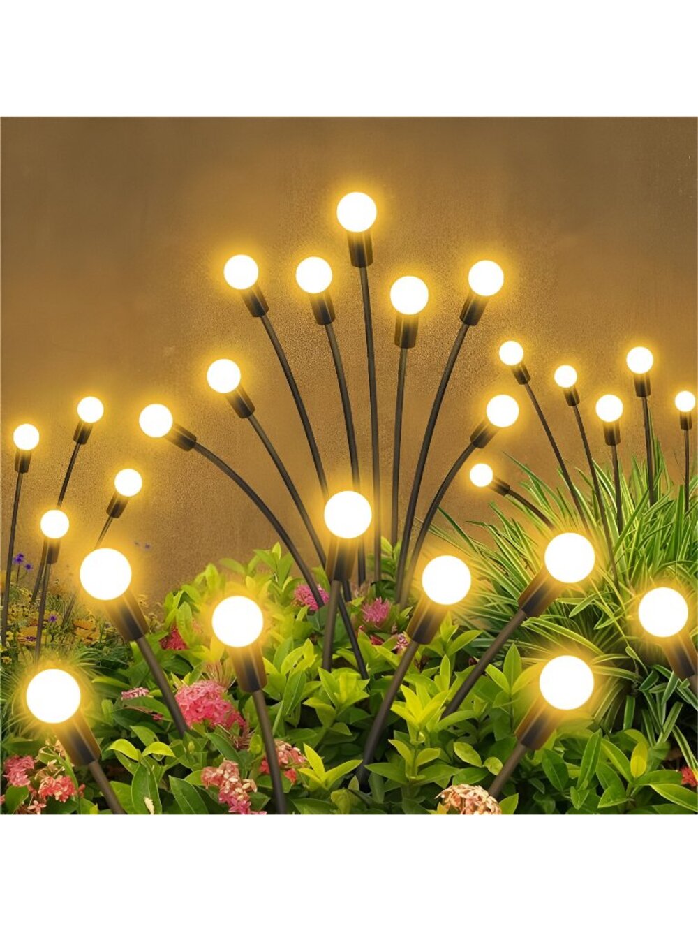 Solar Garden Lights Outdoor Waterproof, 2 Pack 16 LED Swaying Light Firefly